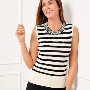 NWT Talbots Black and Ivory Textured Stitch Sweater Shell - French Stripe XLP